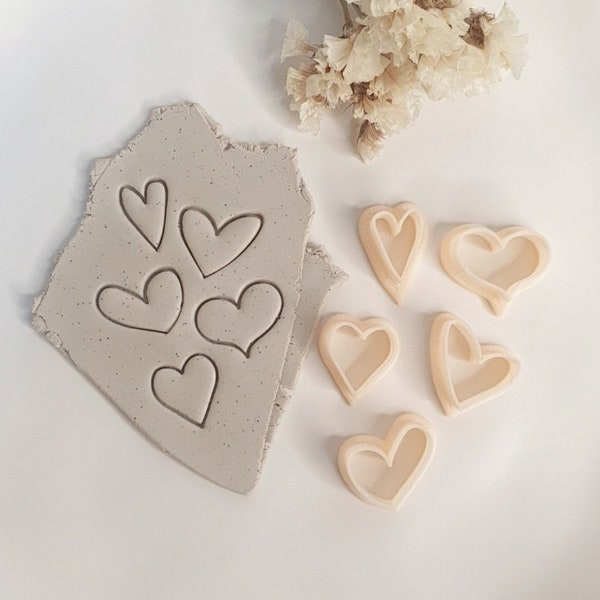 Hearts clay cutter set - clay cutter - set of 5 heart- 3 sizes   - Earring Jewelry Making - Polymer clay tools - pottery - DIY earrings