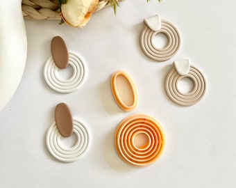 Statement Circle Earrings clay cutters - Stud Set- SHARP edge  - Earring Jewelry Making - Polymer clay tools -  Earrings Cutter