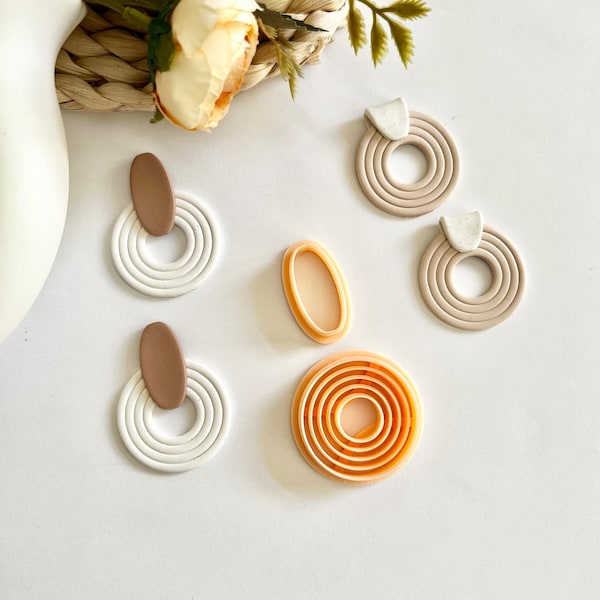 Statement Circle Earrings clay cutters - Stud Set- SHARP edge  - Earring Jewelry Making - Polymer clay tools -  Earrings Cutter
