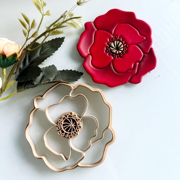 9cm Poppy Flower Trinket Dish Cutter | Polymer Clay Jewelry Making Tool