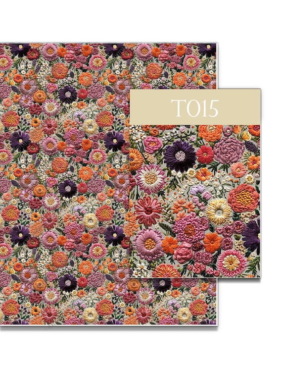 Embrodery Orange FlowerTransfer Sheets ,  Floral pattern , water soluble transfer paper, polymer clay image transfers