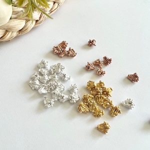 Floral Stamens (4 Pcs) Gold -  Silver - Copper Color  | Flower Center | Polymer Clay Tool | Brass Charm | Jewellery Findings M33