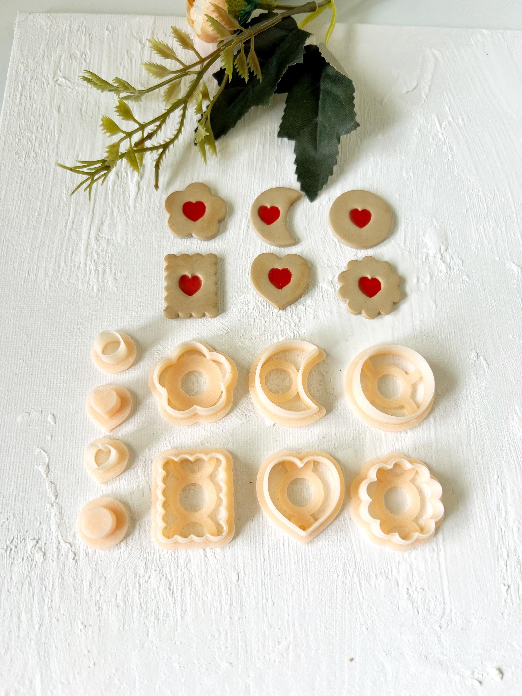 Cookies Clay Cutter - Cookie hole heart clay cutters - Stud Set- SHARP edge  - Earring Jewelry Making - Polymer clay tools - Earrings Cutter