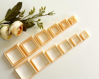 Set di taglierine per pasta polimerica a forma quadrata: 6 misure per la creazione di gioielli