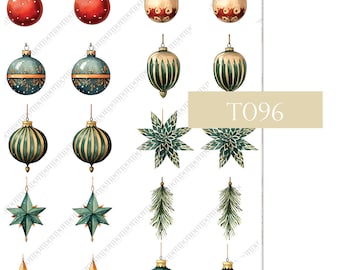 Christmas Balls Transfer Sheets for Polymer Clay Jewelry