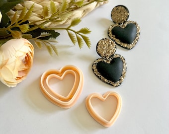 Heart Clay cutter Set - Statement Earrings clay cutters -Mirrored Stud Set- SHARP edge  - Earring Jewelry Making - Polymer clay tools - DIY