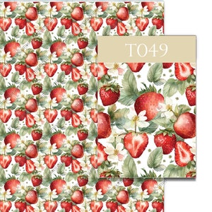 Feuilles de transfert de fraises et de fleurs, papier de transfert soluble dans l'eau, transferts d'image de pâte polymère