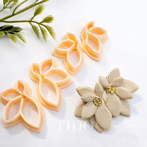 Juego de cortadores de arcilla con forma de pétalo: moldes para pendientes de flores con efecto espejo, herramienta para arcilla polimérica.