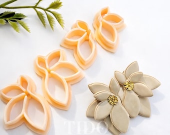 Petal Clay Cutter Set: Mirrored Flower Earring Molds, Polymer Clay Tool