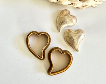 Clay Cutter Hearts Stud Mirrored SET - Statement Earrings clay cutters - SHARP edge - Earring Jewelry Making - Polymer clay tools 666