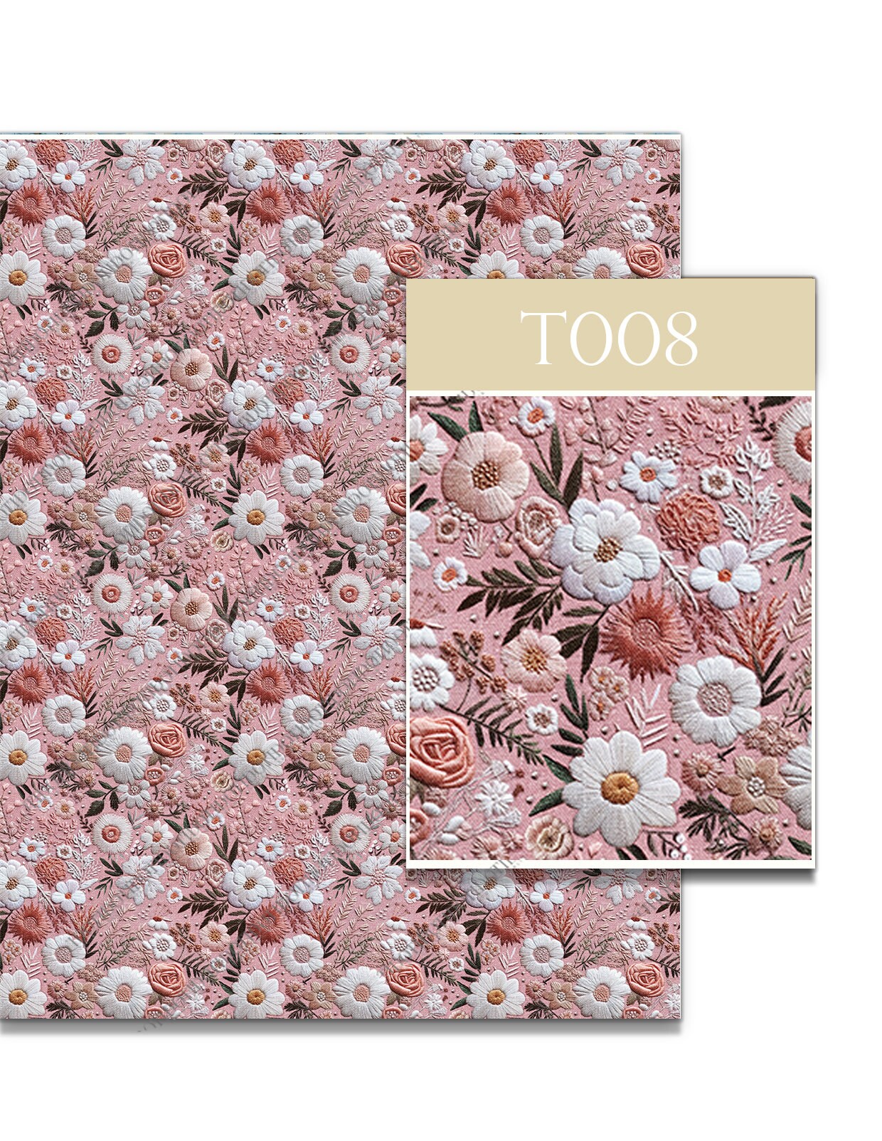 Floral Embroidery Transfer Sheets: Pink \u0026 White, Water Soluble - Etsy Israel, image size:1240x1604