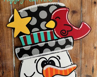 Christmas Door Hanger | Snowman Door Hanger | Snowman Wreath | Christmas Wreath | Christmas Door Decoration