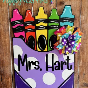 Crayon Box Door Hanger - Teacher Door Hanger -  Classroom Door Hanger - School Door Hanger- Teacher Door Hanger - PiggyMuffins