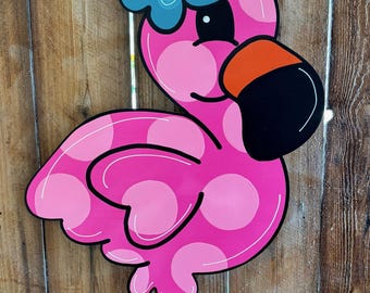 Flamingo Door Hanger - Summer Door Hanger - Beach Door Hanger - Flamingo Wreath - Summer Wreath - Piggymuffins
