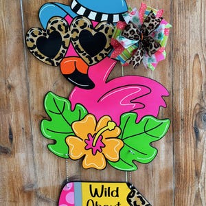 Flamingo Teacher Door Hanger: Wild About School Classroom Decor