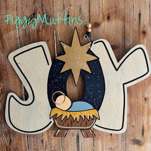 Nativity Door Hanger | Baby Jesus door hanger | Christmas Door Hanger | PiggyMuffins | nativity wreath | Baby Jesus Wreath