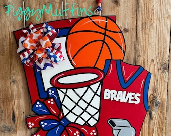 Basketball Door Hanger - Custom Basketball Door Hanger - Sports Door Hanger - Basketball Wreath - Sports Wreath - Door Hanger