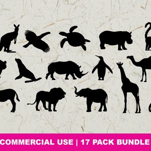 Zoo Animals SVG Bundle, Zoo Animals Clip Art Pack, Cut Files for Cricut, Silhouette, Animal Shapes, Safari Vectors, Wild Animals Set PNG DXF