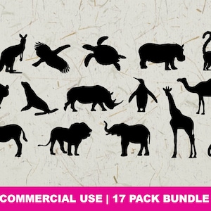 Zoo Animals SVG Bundle, Zoo Animals Clip Art Pack, Cut Files for Cricut, Silhouette, Animal Shapes, Safari Vectors, Wild Animals Set PNG DXF