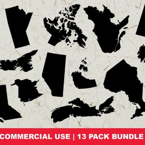 Canadian Province SVG Bundle, Canada Svg, Canadian Map Svg, Canada Clip Art Pack, For Cricut, Silhouette, Canada Map Outline, Design PNG DXF