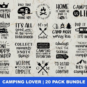 Camping SVG Bundle, Camping Quote Svg, Camp Life Svg, I'd Rather Be Camping Svg, Camper Svg, Cut File for Cricut, Silhouette, PNG, DXF