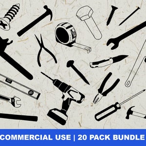 Tools SVG Bundle, Hammer Svg, Wrench Svg, Father&#39;s Day Svg, Screwdriver Svg, Construction Clip Art, Cut File for Cricut, Silhouette, Dad DXF
