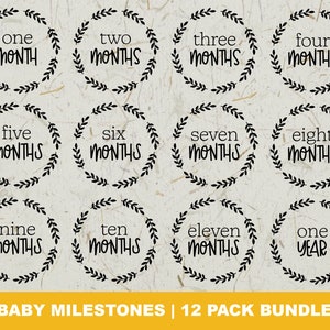 Baby Milestone Svg Bundel, Een maand Baby SVG, Een jaar Baby Svg, Pasgeboren Mijlpaal Svg, Cut File voor Cricut, Silhouet, PNG, DXF