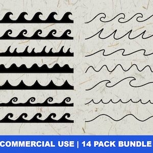Waves SVG Bundle, Beach Svg, Water Svg, Ocean Svg, Wavy Clip Art Pack, Wave Line Design for Shirt, Cut File for Cricut, Silhouette, DXF, PNG