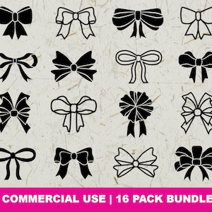 Bow SVG Bundle, Bow Tie Svg, Ribbon Svg, Christmas Bow Svg, Bow Clip Art, Cut File for Cricut, Silhouette, PNG, DXF, Digital Download
