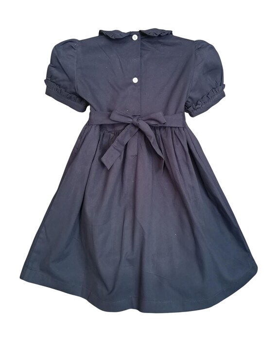 navy blue dress for 12 year old pique cotton smocked with balloon sleeves and embroidered collar, 1 to years features_Leg Slit Lining 100% Cotton Style:B-202-1 Liz Claiborne Womens Midi