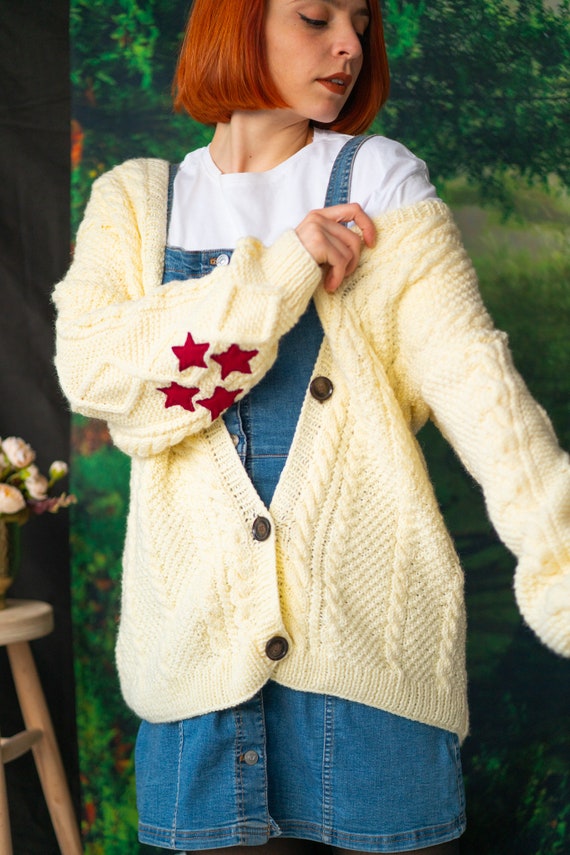 Star Cardigan Sweater Folklore Handmade Knit Jacket Woman Sweater Oversize  Unique White Chunky Cozy Clothing Perfect Gift for Her -  Canada