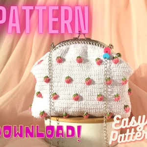 PATTERN Crochet Handbag Strawberry Bag Pattern, Crochet Top Bag Pattern, Crochet Shoulder Bag Bolsa Handbag Cardigan Pattern, Unique Pattern
