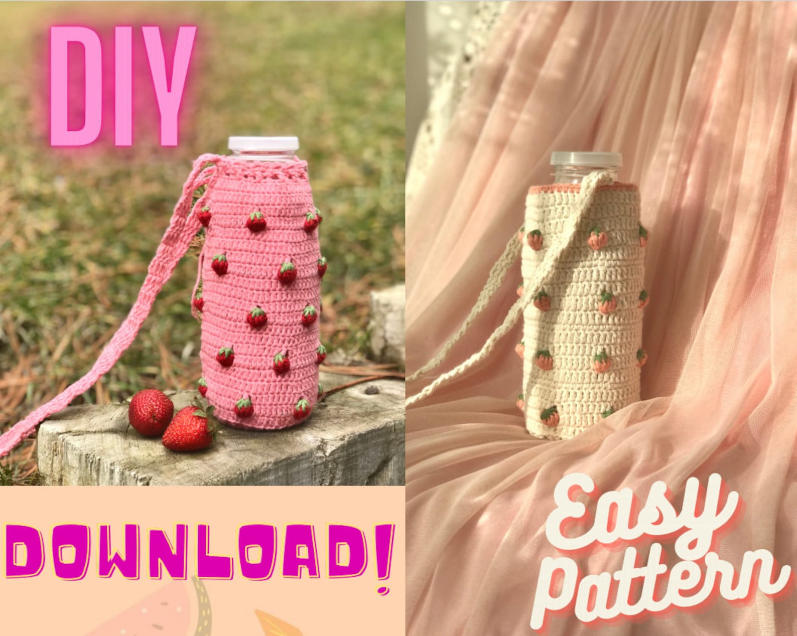 PATTERN Crochet Bottle Holder Pattern Water Bottle Bag Holder Etsy