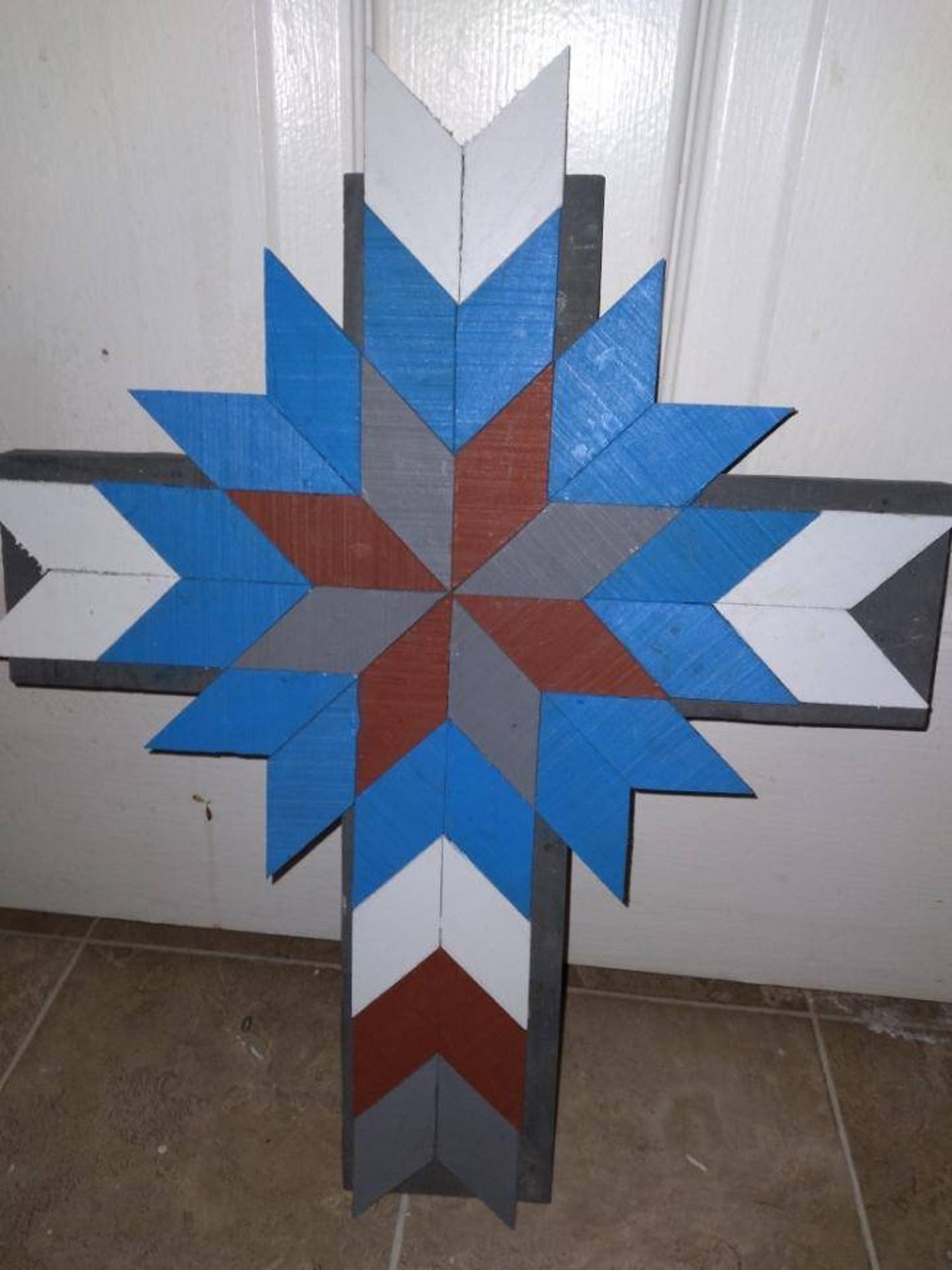 Handmade wood barn quilt cross wall hanging/ decor Chevron Etsy