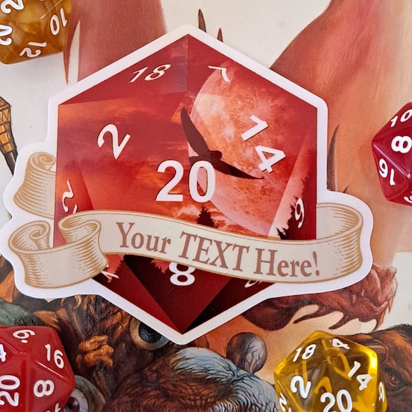 10 different designs custom DnD d20 sticker. Great role player gift. Affordable decal game night gift for the gamer in your life.