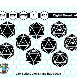 d20 Vector, d20 Svg, Polyhedral dice Svg, Cricut cut files, RPG D&D d20, vector format dice, Dungeons and Dragons Dice, Vinyl Cut files