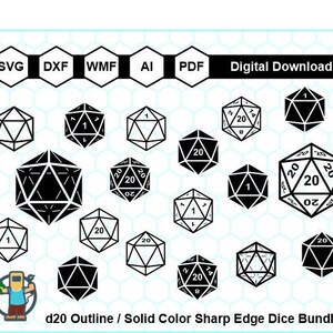 d20 Vektor-Bundle, d20 svg, Polyedrische Würfel-Svg, Cricut Dateien, RPG D&D d20, Vektor-Format Würfel, DND Würfel, Vinyl Cut-Dateien