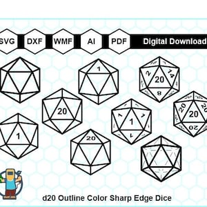 d20 Vector, d20 Svg, Polyhedral dice Svg, Cricut cut files, RPG D&D d20, vector format dice, Dungeons and Dragons Dice, Vinyl Cut files