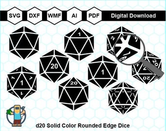d20 Vector, d20 Svg, dados poliédricos Svg, archivos de corte Cricut, RPG D&D d20, dados en formato vectorial, dados de Dungeons and Dragons, archivos de corte de vinilo