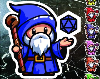d20 Wizard DND sticker! Show the power of the icosahedron with 3" waterproof vinyl Wizard Stickers great gifts.  Available in 7 colors