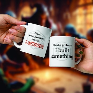 Tazza divertente con l&#39;artigliere di D&D – &quot;Ho avuto un problema...&quot; – 11 oz, regalo TTRPG in bianco e nero per giocatori e ingegneri