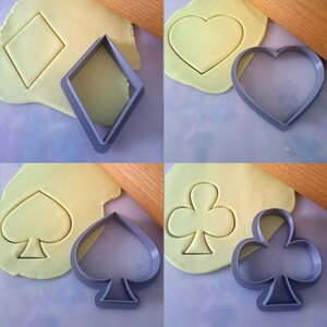 Set of four 2&quot; Playing Card Suits Cookie Cutters 3D Printed PLA Dough Cutter Plasticine