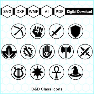 D&D Class Icons SVG Bundle | 13 Vector Designs for Rpgs | .svg .ai .dxf ...