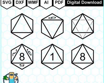 d8 Vector dice SVG, Polyhedral dice SVG, Cricut cut files, RPG D&D d8, vector format dice, DnD Dice, Vinyl Cut files