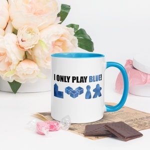 Ich spiele nur BLAU! Brettspiel thematische 11 Unzen Becher mit Farbe im Inneren