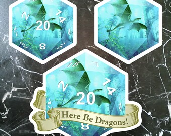 Beautiful dragon inside a 3D looking d20 sticker. Great roleplayer gift. Affordable game night gift for the gamer in your life.
