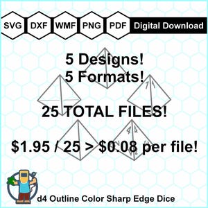 D4 Vector Dice SVG, Polyhedral Dice SVG, Cricut Cut Files, RPG D&D D4 ...