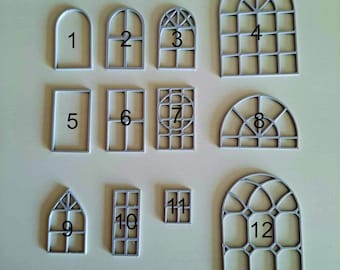 Miniature window frames 3D printed. Wargames scenery, terrain, dioramas, D&D, Mordheim, Age of Sigmar, Frostgrave