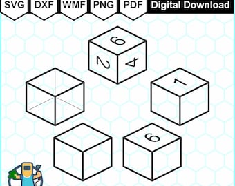 d6 Vector dice SVG, Polyhedral dice SVG, Cricut cut files, RPG D&D d6, vector format dice, DnD Dice, Vinyl Cut files