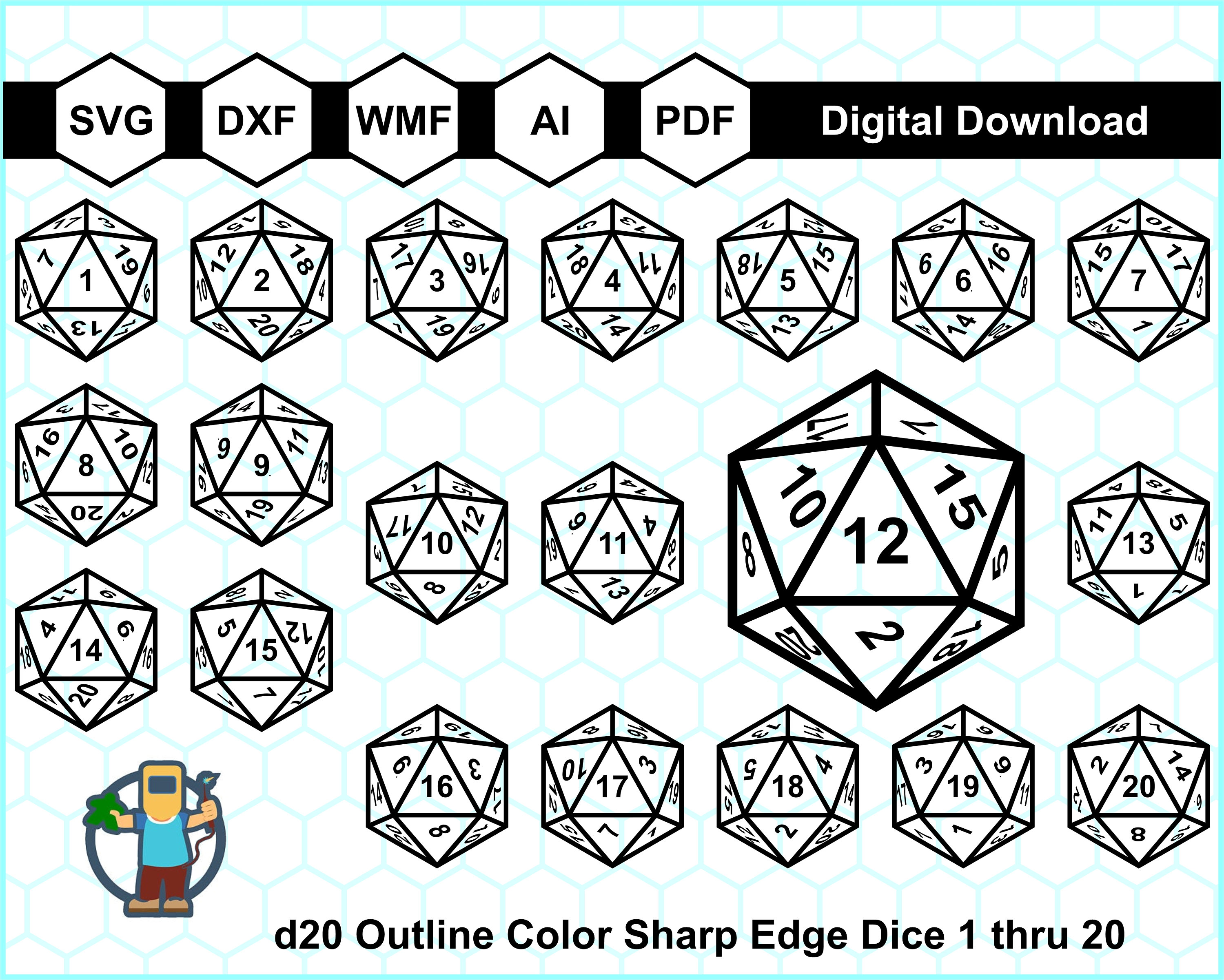 All D20 Faces Vector Bundle, D20 SVG, Polyhedral Sharp Edge Dice SVG All D20 Faces Vector Bundle, D20 SVG, Polyhedral Sharp Edge Dice SVG